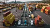 Containers at a shipping port