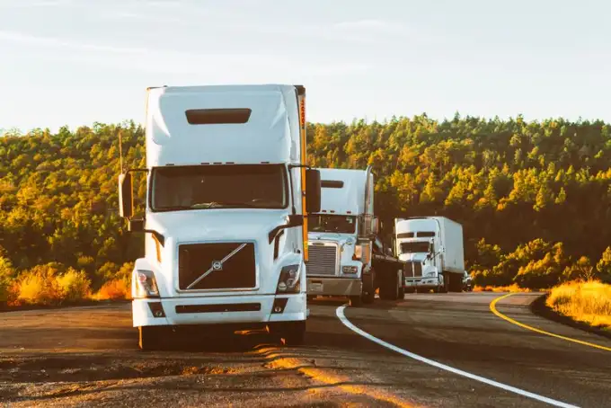 Semi truck traveling on a highway
