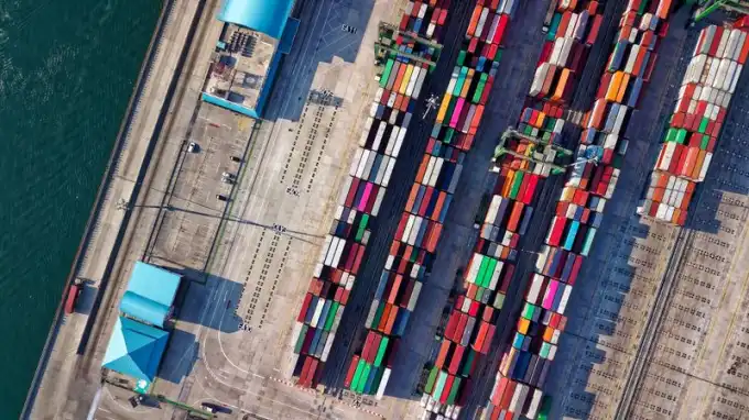 Container yard viewed from above